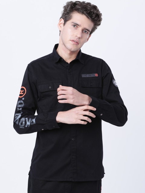 

Ecko Unltd Men Black Slim Fit Solid Casual Shirt