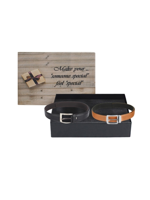 

LONDON FASHION hob Men Pack of 2 Belts, Black