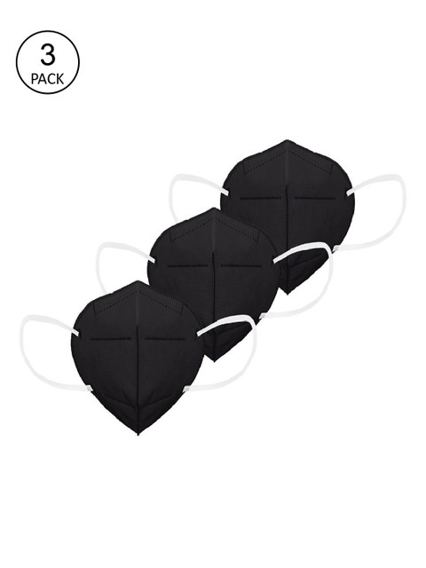 

OOMPH Unisex Pack of 3 Black Solid 5-Ply Reusable N95 Masks