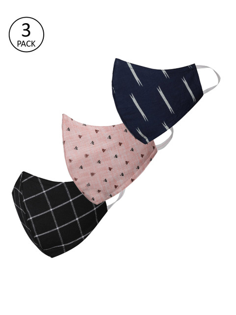 

VASTRAMAY Unisex Pack Of 3 2-Ply Reusable Cloth Face Masks, Pink