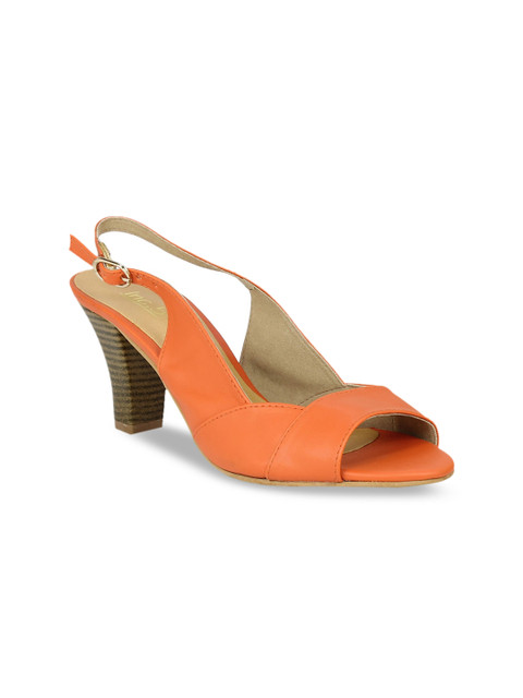 

Inc 5 Women Orange Solid Peep Toes Block Heels
