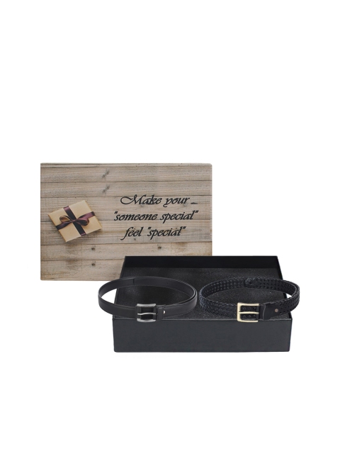 

LONDON FASHION hob Pack Of 2 Men & Women Belt, Black