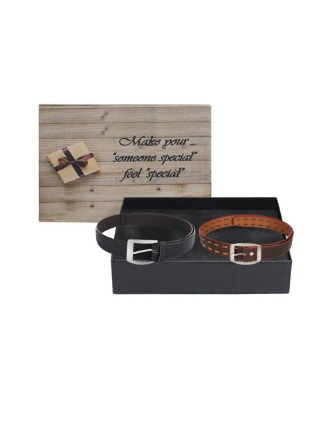 

LONDON FASHION hob Men Pack Of 2 Belts, Black