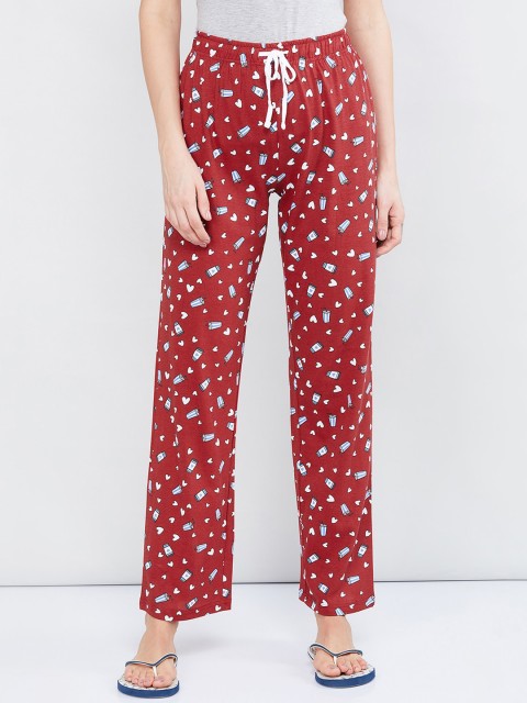 

max Women Red & White Printed Lounge Pants