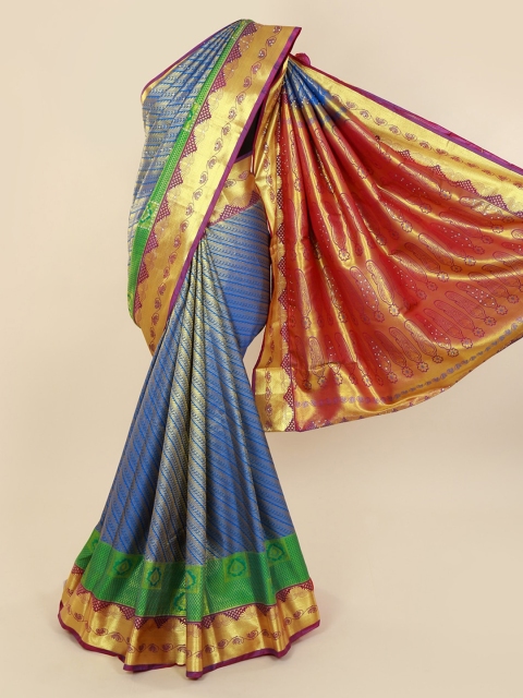 

Pothys Blue Pure Silk Woven Design Kanjeevaram Saree