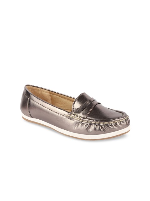 

CALZADO Women Gunmetal-Toned Loafers, Metallic