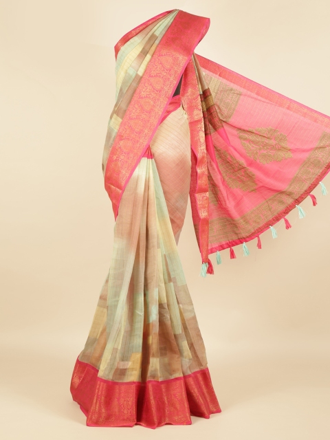 

Pothys Multicoloured Checked Jute Silk Saree, Multi