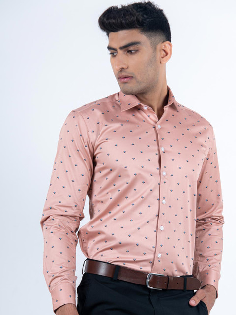 

Tistabene Men Pink Regular Fit Printed Casual Shirt