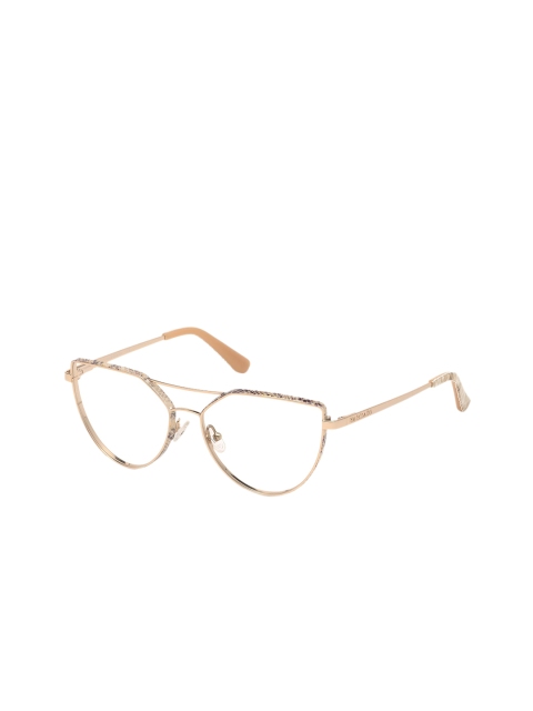 

GUESS Women Gold-Toned & Beige Solid Full Rim Browline Frames