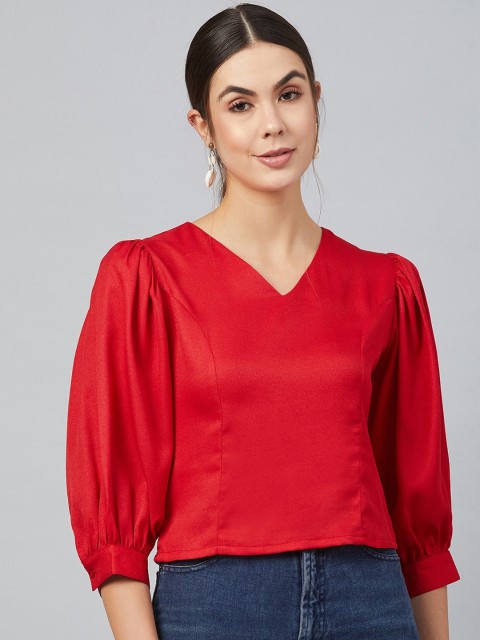 

Marie Claire Women Red Solid Top