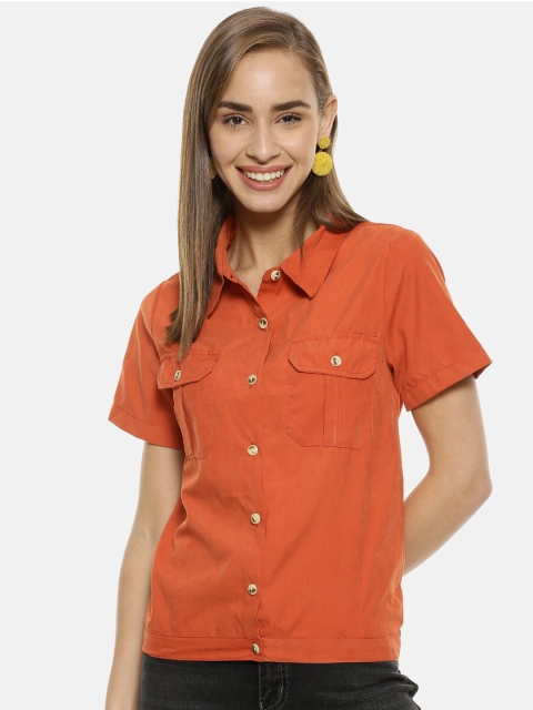 

Campus Sutra Women Rust Regular Fit Solid Casual Shirt