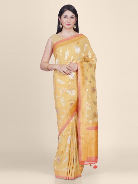 

Kasat Mustard Silk Cotton Woven Design Tussar Saree