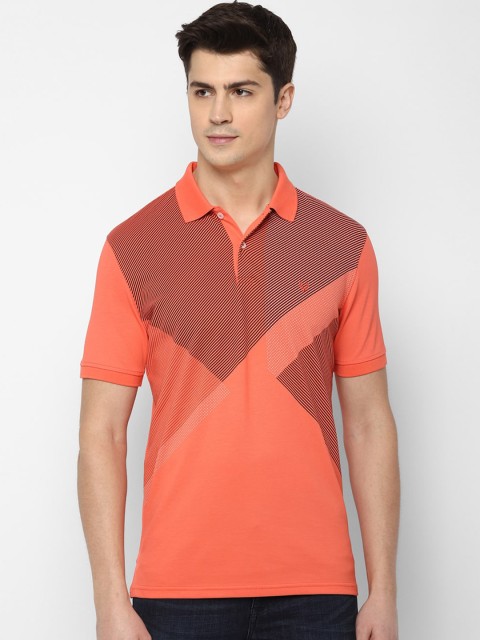 

Allen Solly Men Orange Printed Polo Collar T-shirt