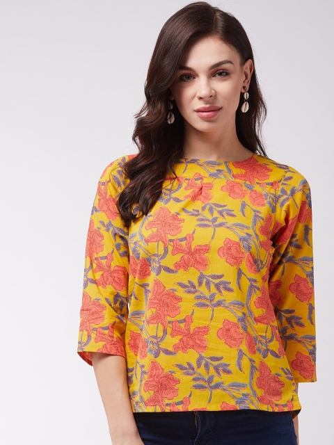 

InWeave Women Mustard Printed Top