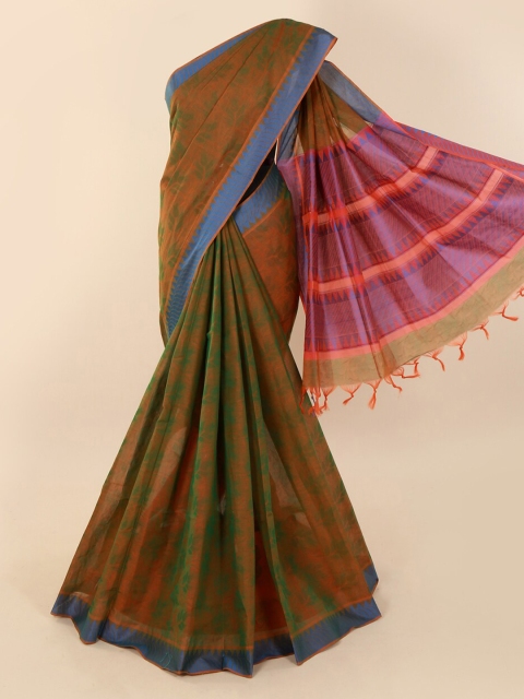 

Pothys Olive Green & Pink Pure Cotton Printed Saree