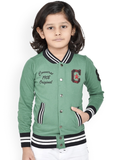 

ORANGE PUMPKKIN Boys Green & Black Solid Sweatshirt