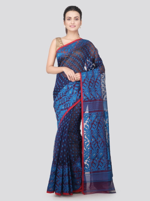 

PinkLoom Blue Pure Cotton Woven Design Jamdani Saree