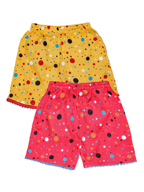 

KiddoPanti Girls Pack Of 2 Printed Regular Fit Regular Shorts, Yellow
