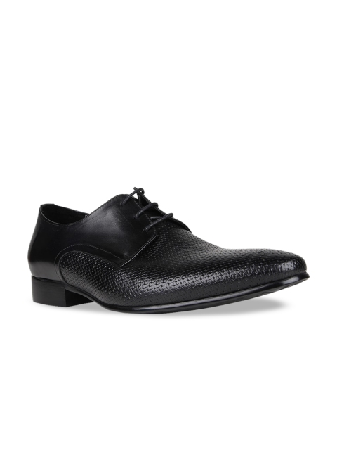 

Regal Men Black Woven Design Leather Formal Derbys