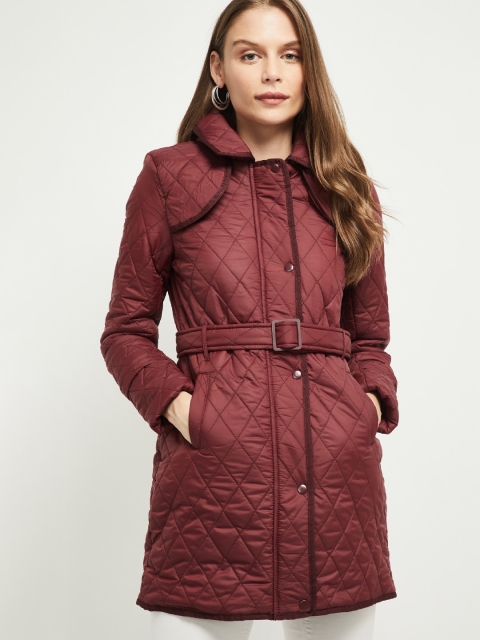 

max Women Maroon Solid Quilted Jacket
