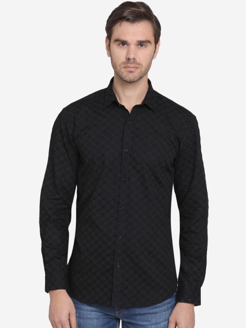 

JADE BLUE Men Black & White Slim Fit Printed Casual Shirt