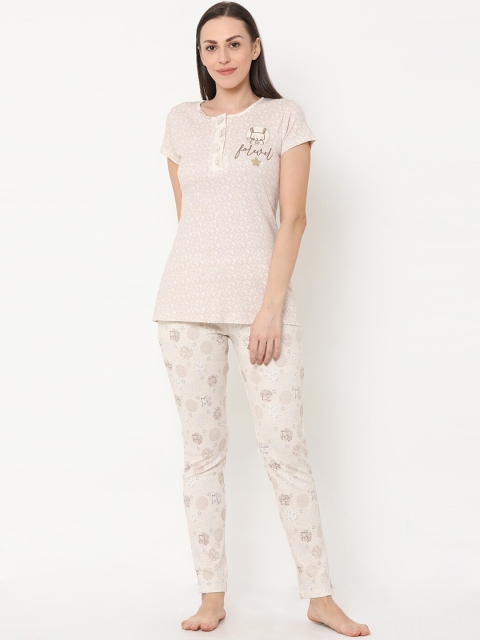 

Sweet Dreams Women Beige Printed Night suit