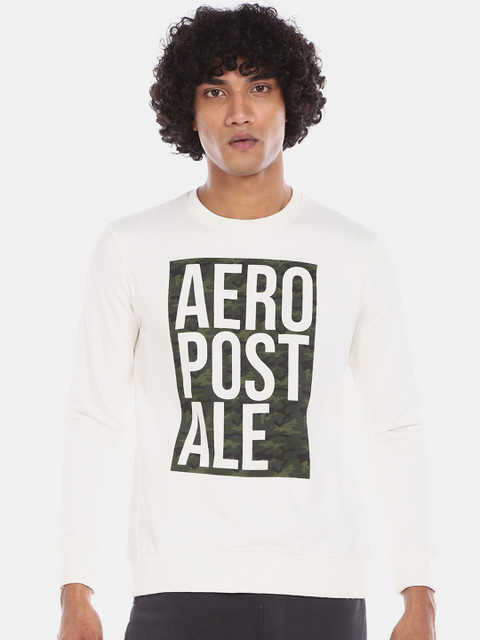 

Aeropostale Men White Brand Logo Printed Sweatshirt