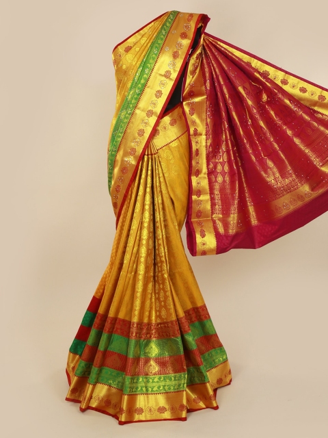 

Pothys Mustard Pure Silk Woven Design Kanjeevaram Saree