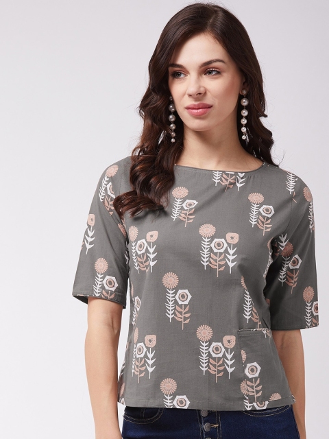 

InWeave Women Coffee Brown Printed Top