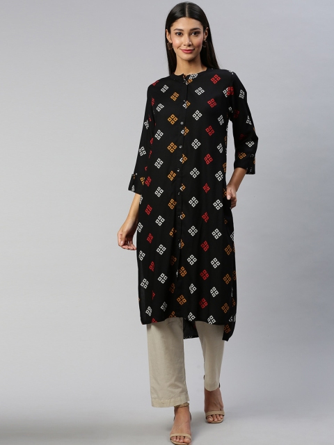 

Soch Women Black Printed Straight Kurta