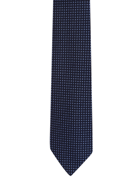 

Louis Philippe Men Navy Blue Woven-Design Silk Broad Tie