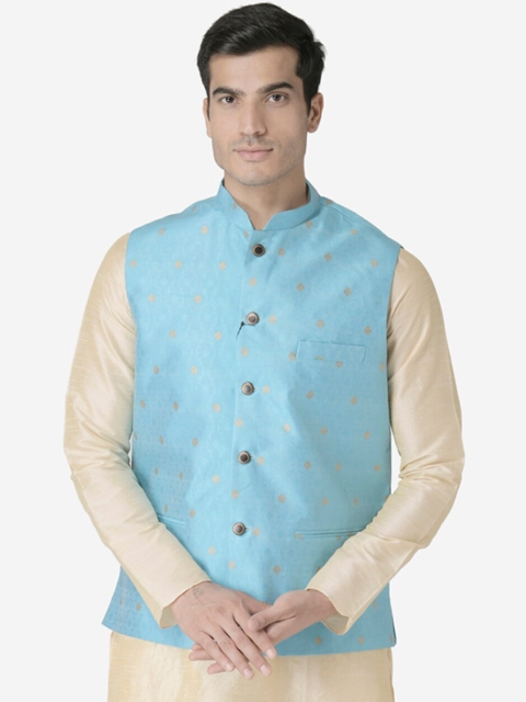 

TABARD Men Blue & Beige Printed Woven Nehru Jacket