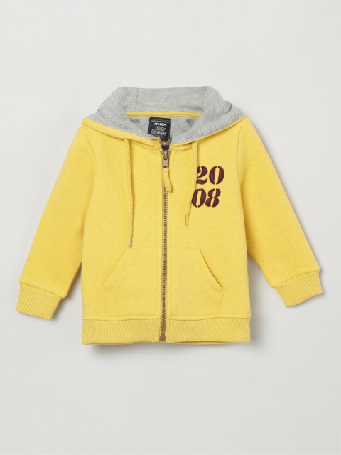 

max Boys Yellow Solid Hooded Sweatshirt