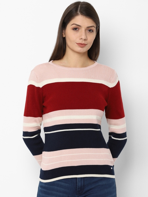 

Allen Solly Woman Women Pink Striped Pullover Sweater