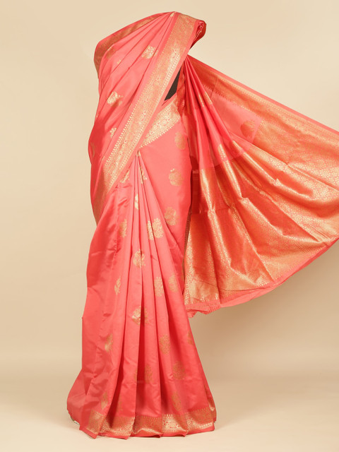 

Pothys Peach-Coloured Woven Design Jute Silk Saree