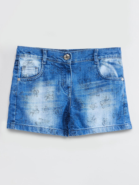 

max Girls Blue Washed Regular Fit Denim Shorts