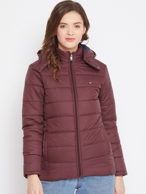 

Okane Women Maroon Solid Padded Jacket