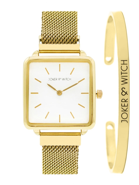 

JOKER & WITCH Women Gold-Toned & White Watch Gift Set JWBS230