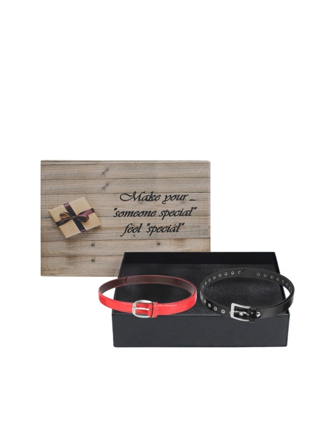 

LONDON FASHION hob Women Pack Of 2 Belts, Red
