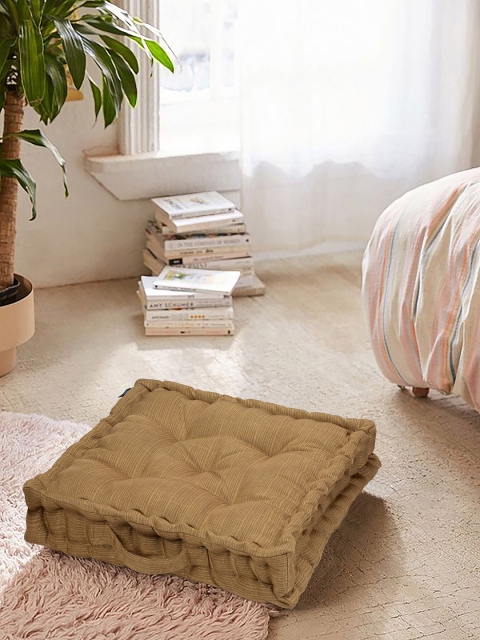 

S9home by Seasons Gold-Colour Textured Square Floor Cushion