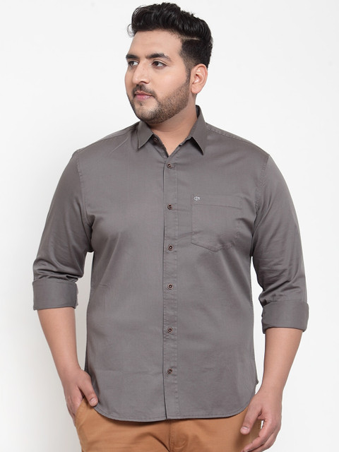 

plusS Men Grey Regular Fit Solid Casual Shirt
