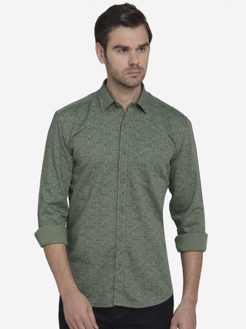 

JADE BLUE Men Green & Navy Blue Slim Fit Printed Casual Shirt