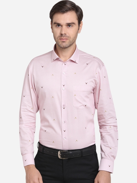 

METAL Men Pink Slim Fit Printed 100% Cotton Formal Shirt