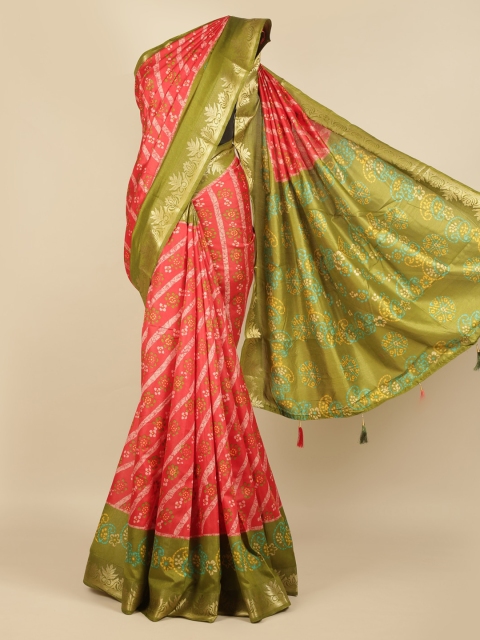 

Pothys Red Printed Jute Silk Saree