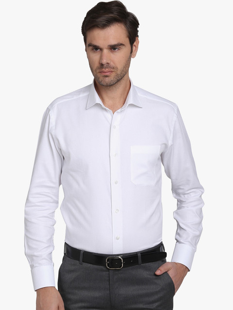 

METAL Men White Slim Fit Solid Formal Cotton Shirt