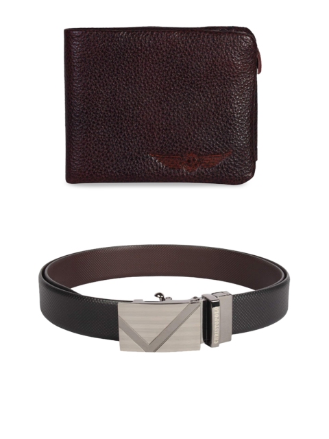 

CHRISTOPOLO Men Combo of Leather Wallet & Belt, Black