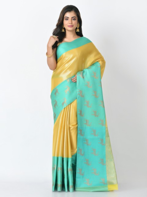 

RANGOLI Yellow Solid Tissue Saree