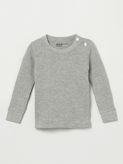 

max Boys Grey Melange Solid Sweatshirt