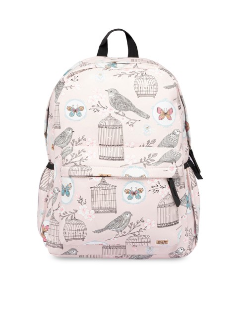 

Satchel Bags Women Pink & Black Birds & Butterfly Printed Backpack