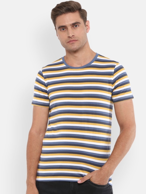 

Louis Philippe Jeans Men Multicoloured Striped Cotton Round Neck T-shirt, Multi
